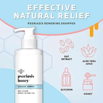 PSORIASIS HONEY Renewing Shampoo - Itchy & Dry Scalp Treatment - Psoriasis Shampoo With Argan Oil fo...
