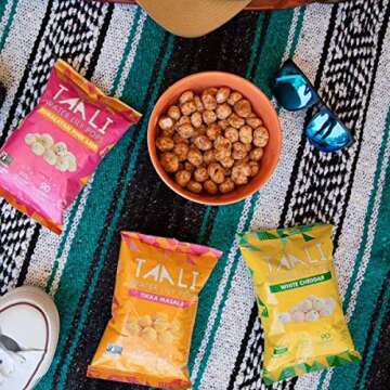 Taali 4-Flavor Variety Water Lily Pops (10-Pack) - Roasted Fox Nuts Makhana Snack | Crunchy Indian Healthy Snacks | Protein-rich, Gluten Free, Non GMO | Individual 0.8 oz Bags