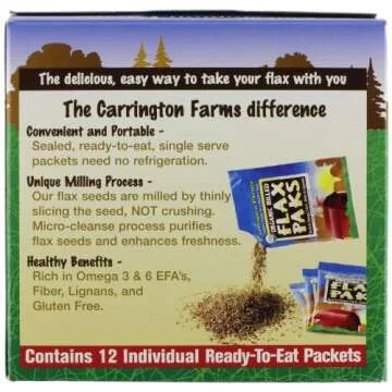 Carrington Farms Organic Ground Milled Flax Seed, 12 Count Easy Serve Packet