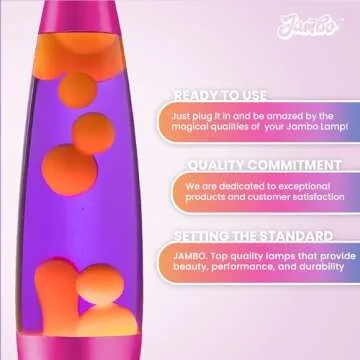 JAMBO 16" Beautiful Lamp- The Upgraded Motion Lamp- Purple with Yellow/Orange Wax, Relaxing Liquid Lamp, Night Light Nightlight, Home Decor Living Room Office Bedroom Lamp for Adults Teens Kids Magma