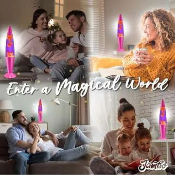JAMBO 16" Beautiful Lamp- The Upgraded Motion Lamp- Purple with Yellow/Orange Wax, Relaxing Liquid Lamp, Night Light Nightlight, Home Decor Living Room Office Bedroom Lamp for Adults Teens Kids Magma