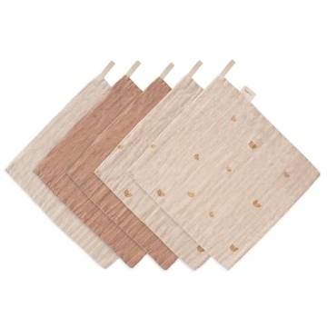 Mushie Muslin Organic Cotton Washcloths 5-Pack Rainbow Combo