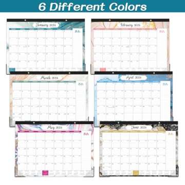 2024 Desk Calendar - 12 Months Large Desk Calendar 2024, 17"x 12", Jul. 2023 - Dec. 2024, Desk Calendar with Corner Protectors, Ruled Blocks & Notes, Easy Planning