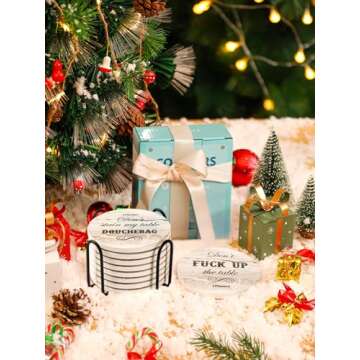 White Elephant Gifts for Adults, Funny Coasters Set of 8, Funny Gag Gifts for Adults, House Warming ...