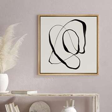 SIGNWIN Framed Canvas Print Wall Art Paint Stroke Mountain Ocean Landscape Abstract Shapes Illustrat...