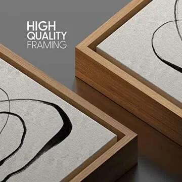 SIGNWIN Framed Canvas Print Wall Art Paint Stroke Mountain Ocean Landscape Abstract Shapes Illustrations Modern Art Decorative Contemporary Minimal for Living Room, Bedroom, Office - 24"x24" Natural