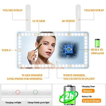 Rechargeable LED Car Visor Mirror Dimmable Touch Screen