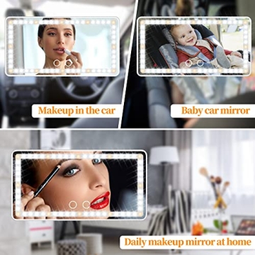 Rechargeable LED Car Visor Mirror Dimmable Touch Screen