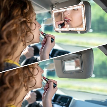 Rechargeable LED Car Visor Mirror Dimmable Touch Screen