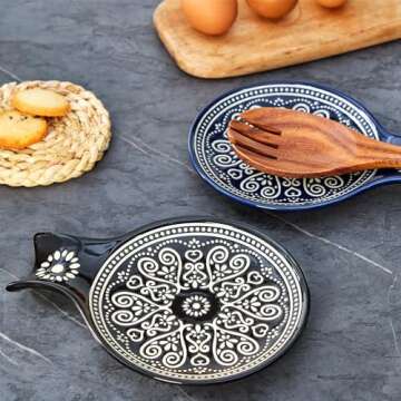 Ceramic Spoon Rest, Cooking Spoon Holder for Kitchen Counter/Stove Top/Dining Table Modern Farmhouse...