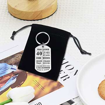 Emideary 40th Birthday Gifts for Women Men - Happy 40 Years Bday Keychain for Female Male Girls Boys