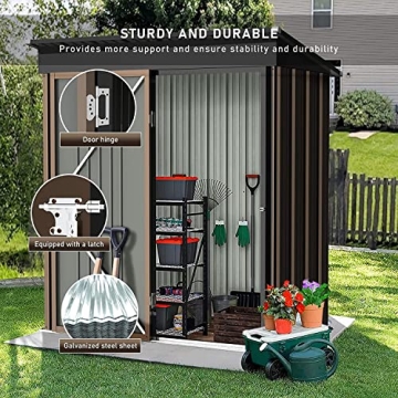 LEMBERI 5x3 FT Outdoor Storage Shed with Lockable Door