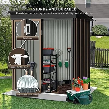 LEMBERI 5x3 FT Outdoor Storage Shed with Lockable Door