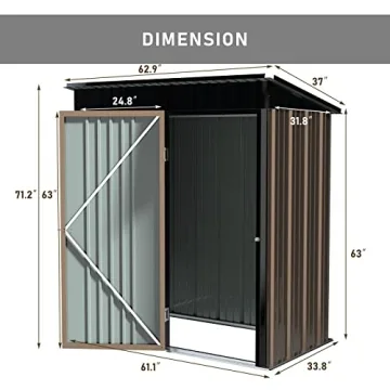 LEMBERI 5x3 FT Outdoor Storage Shed with Lockable Door