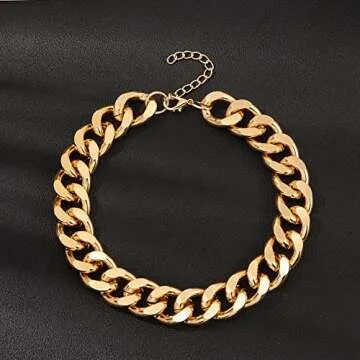 Stylish Gold Cuban Link Chain Choker Necklace for Women