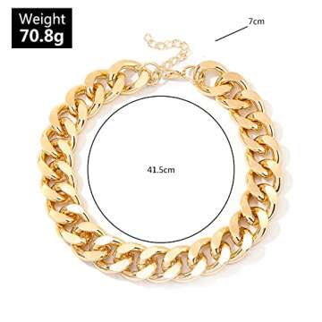 Stylish Gold Cuban Link Chain Choker Necklace for Women