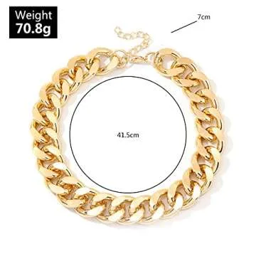 Stylish Gold Cuban Link Chain Choker Necklace for Women