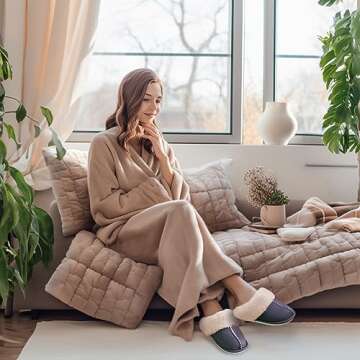 SOSUSHOE Womens Slippers Memory Foam Slippers Fluffy Slippers Warm Soft House Slippers for Women Non-Slip Indoor Outdoor,Dark gray