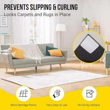 Bell+Howell Non-Slip Rug Tape - Secure Carpet Grips 12pcs