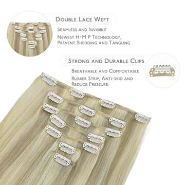 WENNALIFE Clip in Hair Extensions 20 Inch Ash Blonde