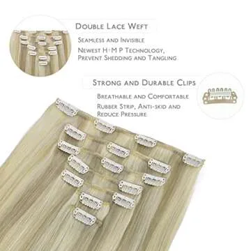 WENNALIFE Clip in Hair Extensions 20 Inch Ash Blonde