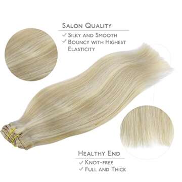 WENNALIFE Clip in Hair Extensions 20 Inch Ash Blonde
