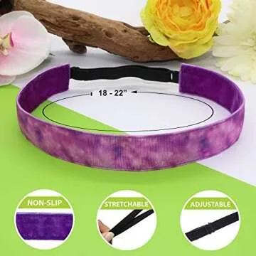 Frog Sac Tie Dye Adjustable Headbands for Girls | 6 Pack