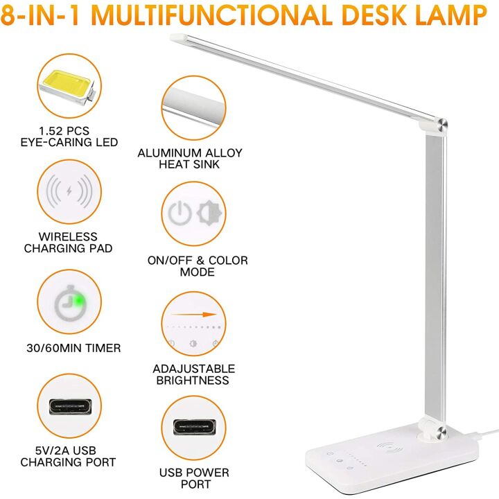 EASTAR LED Desk Lamp with USB & Wireless Charger