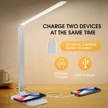 EASTAR LED Desk Lamp with USB & Wireless Charger