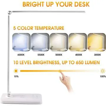 EASTAR LED Desk Lamp with USB & Wireless Charger