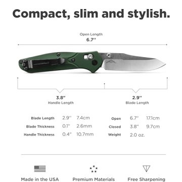 Benchmade - Mini Osborne 945 Folding Knife with Green Handle (945)