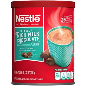 NESTLE Fat Free Rich Milk Chocolate Hot Cocoa Mix, 7.33 oz. Canister | Pack of 4 | Hot Chocolate Mad...