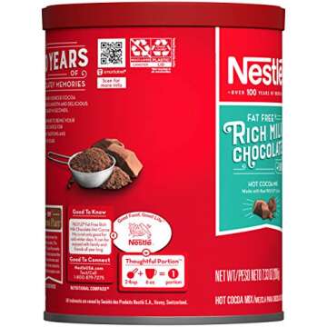 NESTLE Fat Free Rich Milk Chocolate Hot Cocoa Mix, 7.33 oz. Canister | Pack of 4 | Hot Chocolate Made with Real Cocoa
