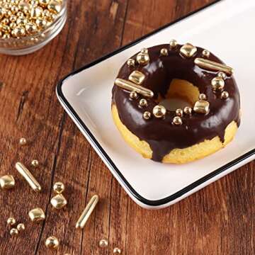 Gold Sprinkles for Cake Decorating, Gold Pearl Sugar Cupcake, Cookies, Ice Cream Toppings, 7 Ounces ...