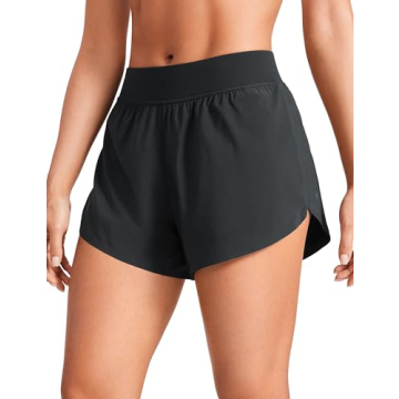 CRZ YOGA Women's Lightweight High Split Gym Shorts 4"