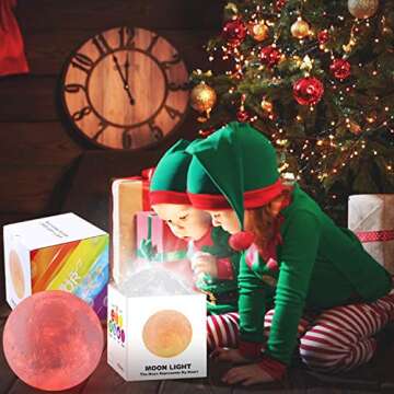 Moon Lamp, LOGROTATE Moon Light Lamps with Time Setting and Stand 3D Printing LED 16 Colors, Hung Up Decorative Night Lights for Baby Kids Friends Lover Birthday Gifts(Diameter 9.6 inch)