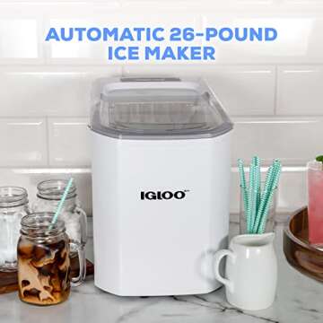 Igloo Automatic Self-Cleaning 26-Pound Ice Maker, Countertop Size, Large or Small Cubes, LED Control...