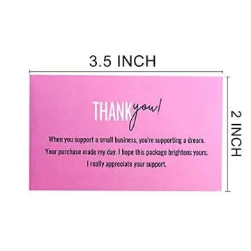 RXBC2011 Thank You for your support Cards Handwritten Lettering Design Thank you small business Card 2x3.5 Inch Pack of 100