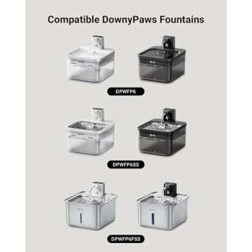 DownyPaws 6 Packs Replacement Filters for Battery Operated Cat Water Fountain DPWFP6, 3 Months Set o...