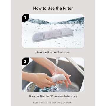 DownyPaws 6 Packs Replacement Filters for Battery Operated Cat Water Fountain DPWFP6, 3 Months Set of Replacement Filters