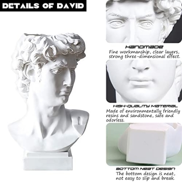 Greek Statue Bust of David Resin Sculpture for Home Decor