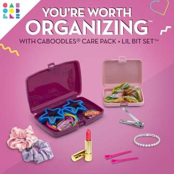 Caboodles Care Pack + Lil Bit Set, Pink & Violet, Travel Organizers for Makeup, Snap-Tight Latch for Mess-Free Travel, Compact Size