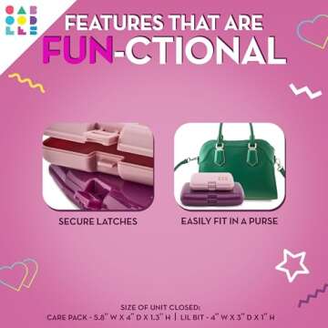 Caboodles Care Pack + Lil Bit Set, Pink & Violet, Travel Organizers for Makeup, Snap-Tight Latch for Mess-Free Travel, Compact Size