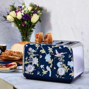 VQ Laura Ashley Navy 4 Slice Toaster with Defrost Mode
