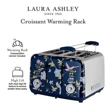 VQ Laura Ashley Navy 4 Slice Toaster with Defrost Mode