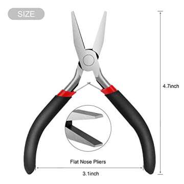 Flat Nose Pliers for Jewelry Making and DIY Tasks - 5 Inch, Black
