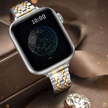 QUNDAXI Gold Apple Watch Band for Women - Luxury Metal Strap