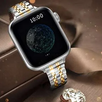 QUNDAXI Gold Apple Watch Band for Women - Luxury Metal Strap