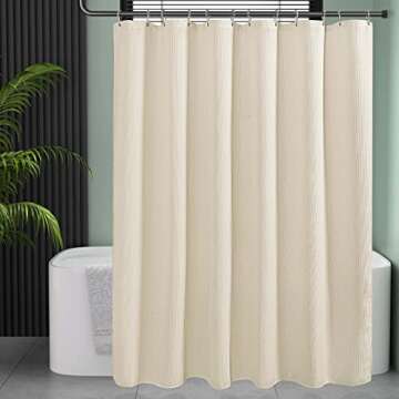 AmazerBath Waffle Shower Curtain, Heavy Duty Fabric Shower Curtain with Waffle Weave Hotel Quality B...