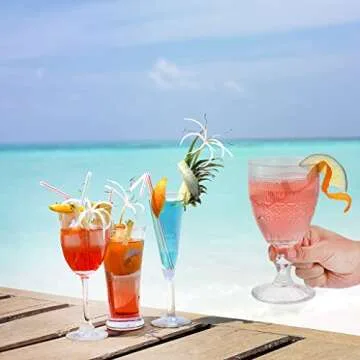 Coloch Vintage 4 Pack Wine Goblet Glasses - Perfect for Celebrations